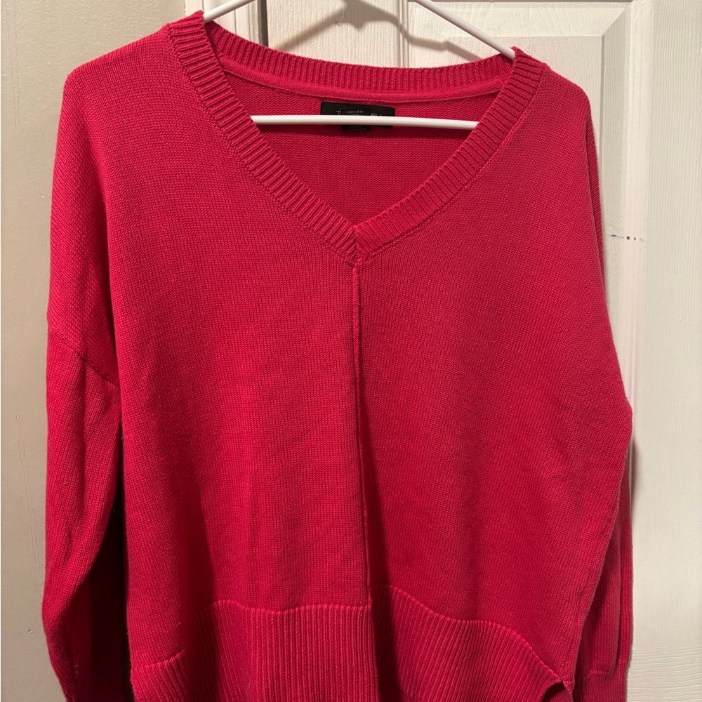 Vibrant Pink V-Neck Sweater